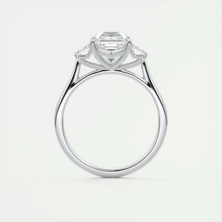 2.03 CT Asscher Cut Three Stone Moissanite Engagement Ring