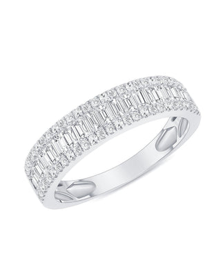 Alliance de mariage à micro-serrage de diamants CVD baguette et ronds de 0,80 TCW