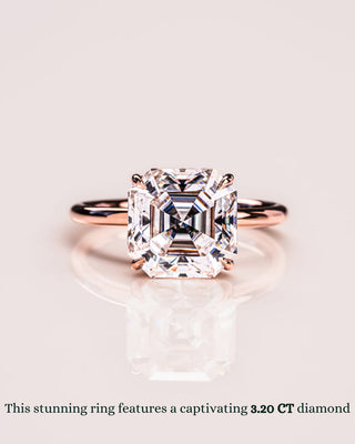 Bague de fiançailles solitaire diamant Asscher CVD 1,20-3,20 CT