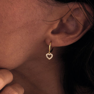 Pendientes de aro con diamantes en forma de corazón para mujer 