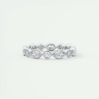 0.98 Marquise and Round Bezel Moissanite Bridal Wedding Band