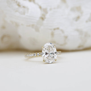 2.25CT Oval Cut Moissanite Pave Diamond Engagement Ring - ELITE CARAT