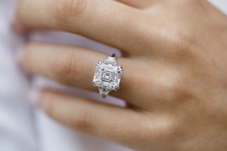 4.10 CT Asscher Three Stone Moissanite Engagement Ring