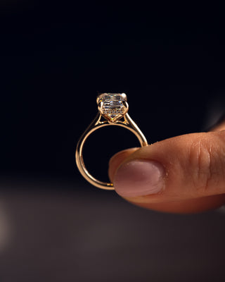 Bague de fiançailles avec halo caché en diamant CVD émeraude de 1,24 CT à 3,24 CT