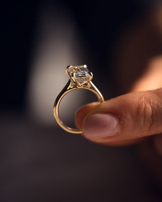 Bague de fiançailles avec halo caché en diamant CVD émeraude de 1,24 CT à 3,24 CT