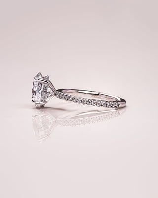 1.0 - 3.72 CT Oval CVD Diamond Hidden Halo Pave Setting Engagement Ring