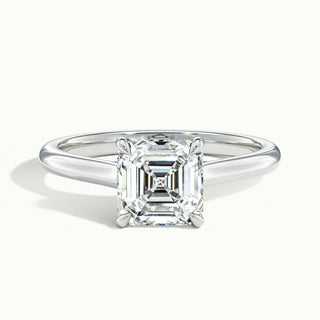 Bague de fiançailles avec diamant solitaire taille Asscher de 2,0 ct et moissanite