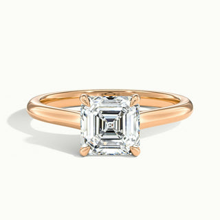 Bague de fiançailles avec diamant solitaire taille Asscher de 2,0 ct et moissanite