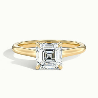 Anillo de compromiso solitario con moissanita y diamante de talla Asscher de 2,0 quilates