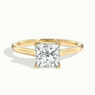 Bague de fiançailles avec diamant solitaire taille princesse et moissanite de 1,50 ct