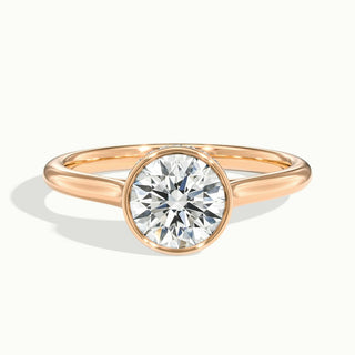 Bague de fiançailles avec diamants Moissanite taille ronde sertis clos de 1,50 ct