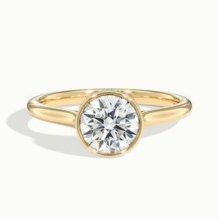 Bague de fiançailles avec diamants Moissanite taille ronde sertis clos de 1,50 ct