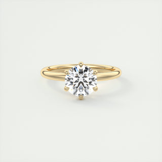 2CT Round Lotus Prong Moissanite Diamond Solitaire Engagement Ring In 14K Yellow Gold