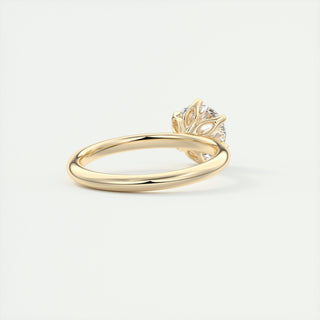 2CT Round Lotus Prong Moissanite Diamond Solitaire Engagement Ring In 14K Yellow Gold