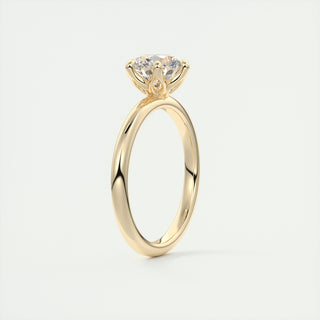 2CT Round Lotus Prong Moissanite Diamond Solitaire Engagement Ring In 14K Yellow Gold