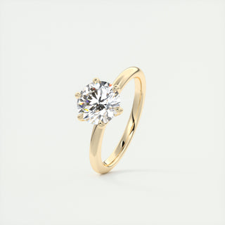 2CT Round Lotus Prong Moissanite Diamond Solitaire Engagement Ring In 14K Yellow Gold