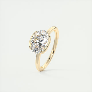 Bague de fiançailles East West en demi-lunette avec moissanite ovale de 2,0 ct