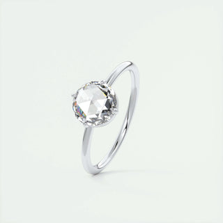 1.19 CT Rose Cut Round Shaped Moissanite Solitaire Engagement Ring