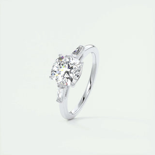 2ct Cushion F- VS1 Diamond 3 Stones Engagement Ring