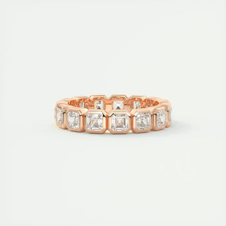 Alianza de boda con bisel de diamantes CVD Asscher de 2,25 TCW