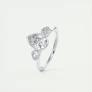 1.33 CT Pear Shaped Moissanite Three Stone Engagement Ring