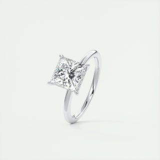 2.08 CT Princess Shaped Moissanite Hidden Halo Engagement Ring