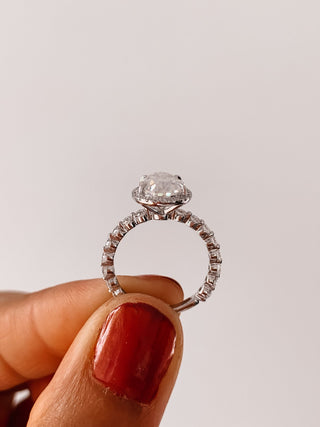 Bague de fiançailles avec halo de diamants en moissanite et pavé de bulles de 2,0 ct