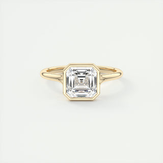 Anillo de compromiso con solitario de diamantes Asscher Moissanite con engaste de bisel de 2,0 quilates