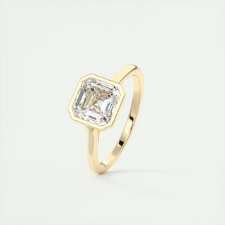 Anillo de compromiso con solitario de diamantes Asscher Moissanite con engaste de bisel de 2,0 quilates