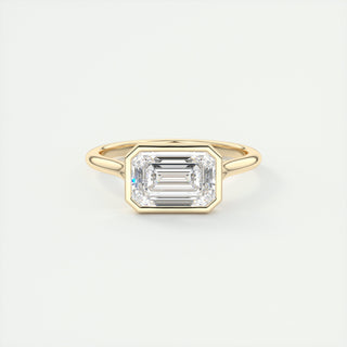 2.15CT Emerald Cut Diamond East West Moissanite Bezel Engagement Ring - ELITE CARAT