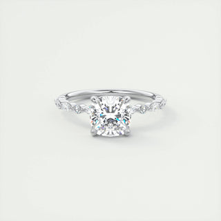 2.15 CT Cushion Cut Solitaire Pave Moissanite Engagement Ring