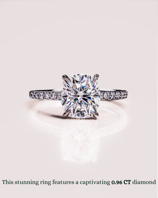 0.96-3.0 CT Cushion  CVD Diamond Hidden Halo Pave Setting Engagement Ring