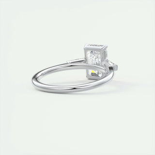 1.91 CT Emerald Cut Three Stone Moissanite Engagement Ring