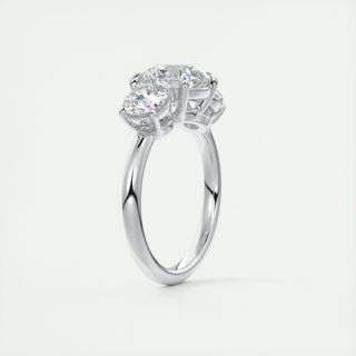 2.0 CT Round Shaped Moissanite Three Stones Engagement Ring