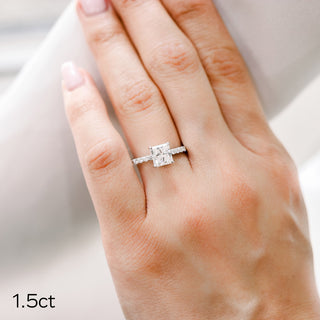 1.50CT Princess Cut Moissanite Classic Pave Diamond Engagement Ring - ELITE CARAT