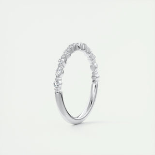 0.32 CT Marquise & Round EF- VVS Diamond Half Eternity Wedding Band