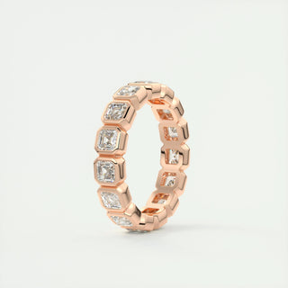 Alianza de boda con bisel de diamantes CVD Asscher de 2,25 TCW