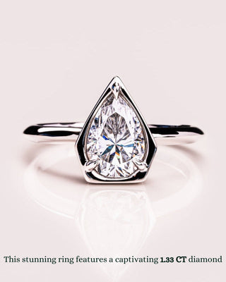 1.33-3.33  CT Pear CVD Diamond Solitaire Engagement Ring