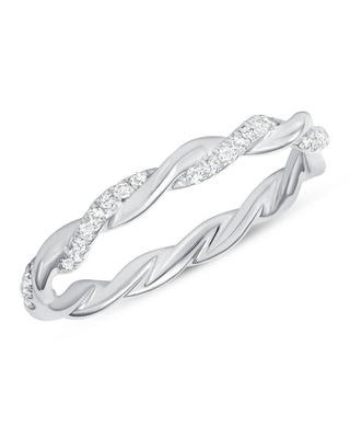 Alliance de mariage en corde torsadée avec diamants ronds CVD de 0,09 TCW