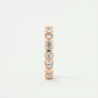 1.28 TCW Pear & Round CVD Diamond Bezel Wedding Band