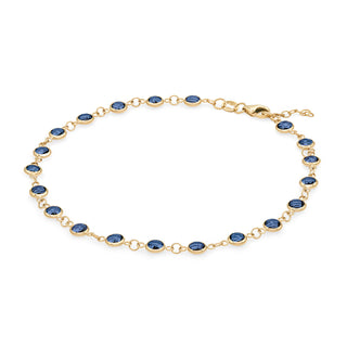 4.50CT Bezel Round Sapphire Diamond September Birthstone Bracelet