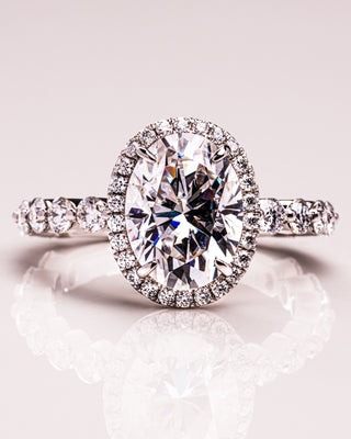 2.0 - 4.22 CT Oval  CVD Diamond Halo Pave Setting Engagement Ring