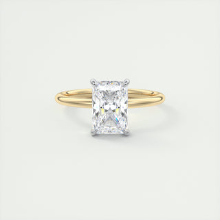 2CT Radiant Four Prong Moissanite Diamond Engagement Ring In 18K Solid Gold