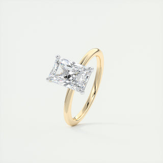 2CT Radiant Four Prong Moissanite Diamond Engagement Ring In 18K Solid Gold