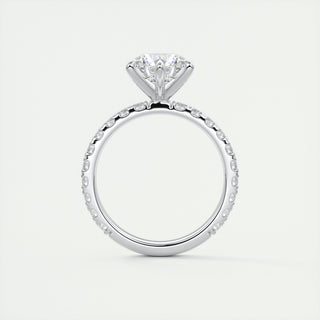 2CT Round Moissanite Diamond  Pave Engagement Ring In 18K White Gold