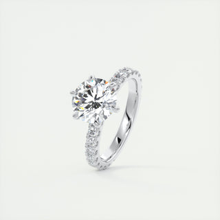 2CT Round Moissanite Diamond  Pave Engagement Ring In 18K White Gold