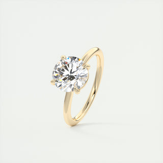 Bague de fiançailles solitaire ouverte en diamant et moissanite ronde 2 carats