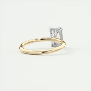 2CT Emerald Cut Moissanite Solitaire Diamond Four Prong Engagement Ring With Two Tone