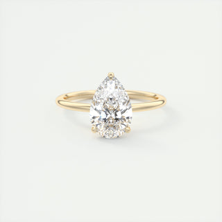 2CT Pear Three Prong Moissanite Diamond Solitaire Engagement Ring In 18K Yellow Gold