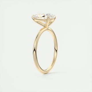 2CT Pear Three Prong Moissanite Diamond Solitaire Engagement Ring In 18K Yellow Gold